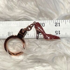 Kate Spade Pink Glitter Heel / Shoe Key Rose Gold Chain
